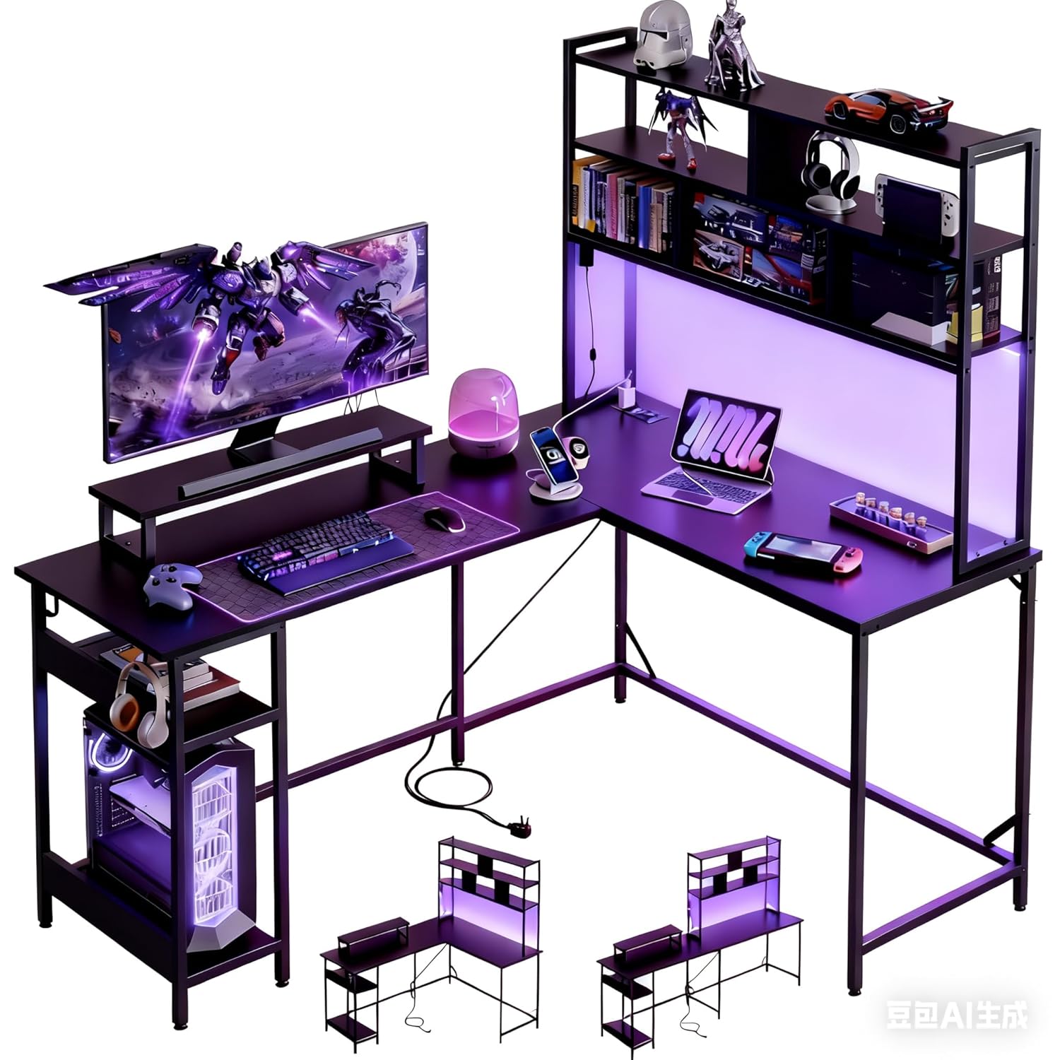 Gaming Desk With Hutch - Mesa de jogos em forma de