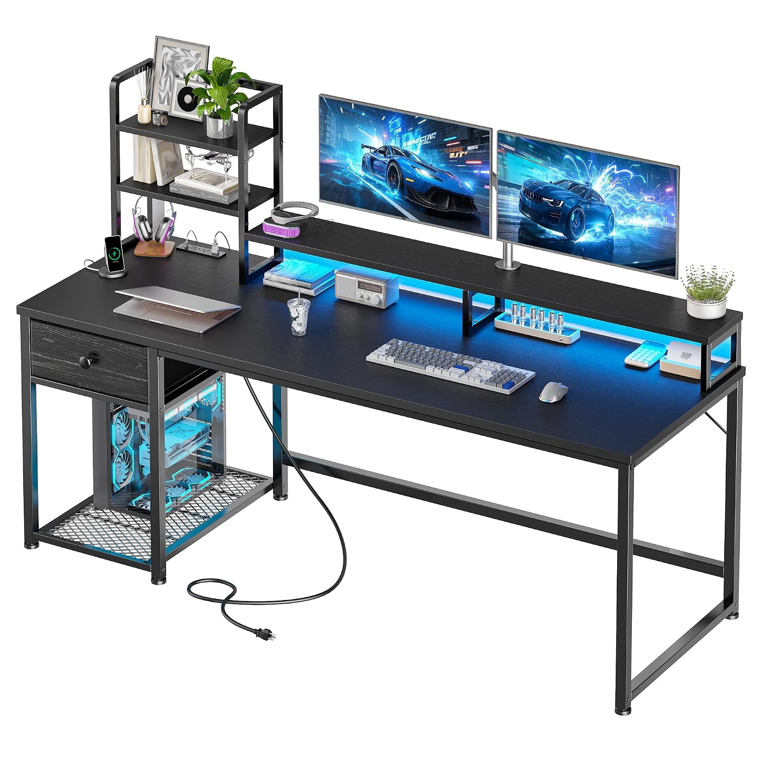 Gaming Desk With Hutch - Mesa Gamer com Armário Superior e