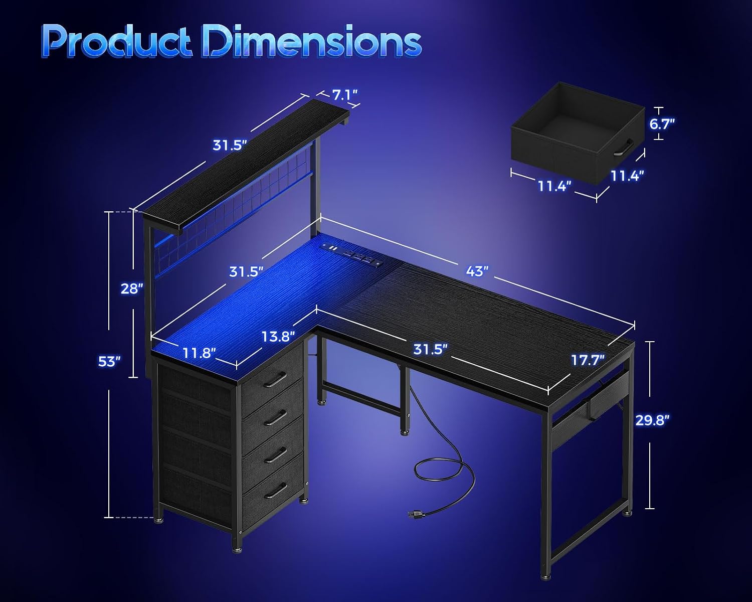 Gaming Desk With Hutch - Mesa de jogos em formato de
