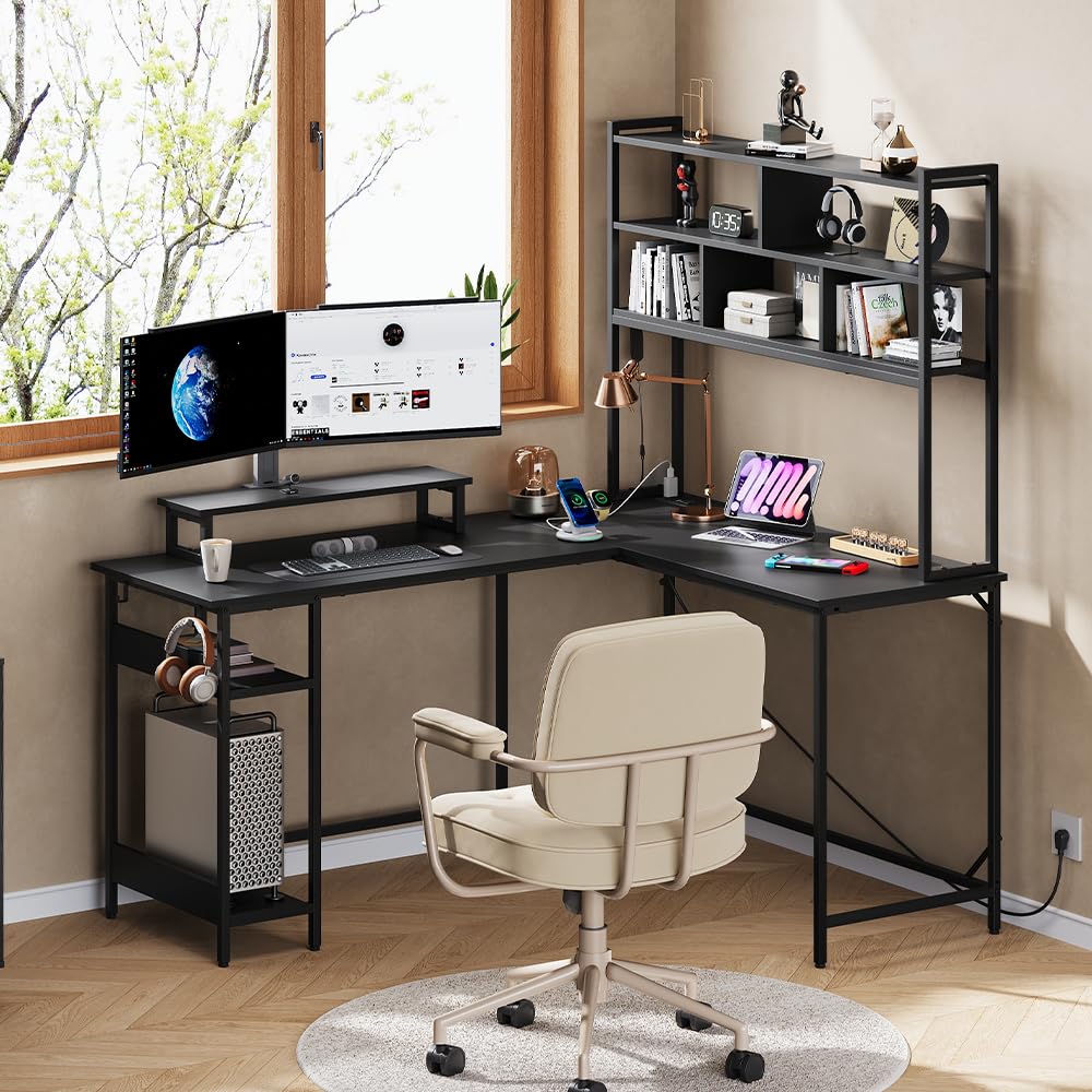 Mesa de jogos em forma de L co - Gaming Desk With Hutch avaliação e preço