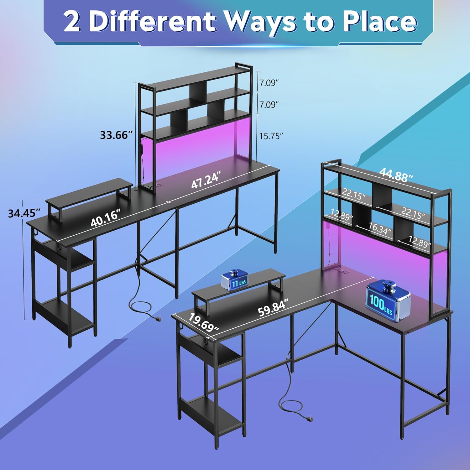 Mesa de jogos em forma de L co - Gaming Desk With Hutch avaliação e preço