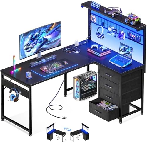 Mesa de Jogos em L de 43” para - Gaming Desk With Hutch avaliação e preço