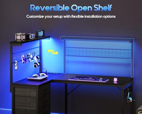 Mesa de Jogos em L de 43” para - Gaming Desk With Hutch avaliação e preço