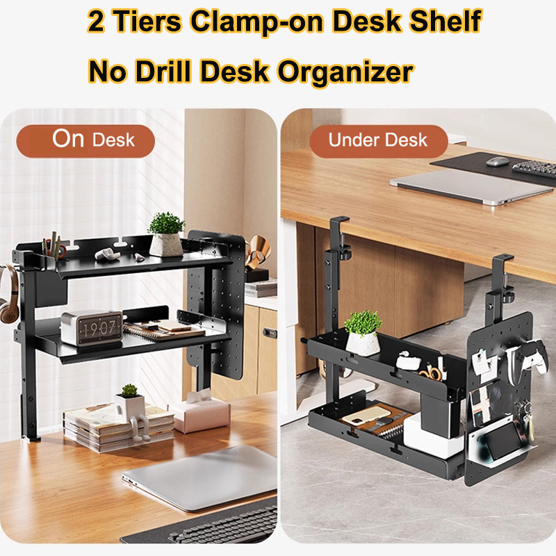 Prateleira de 2 Níveis de 14 P - Gaming Desk With Hutch avaliação e preço