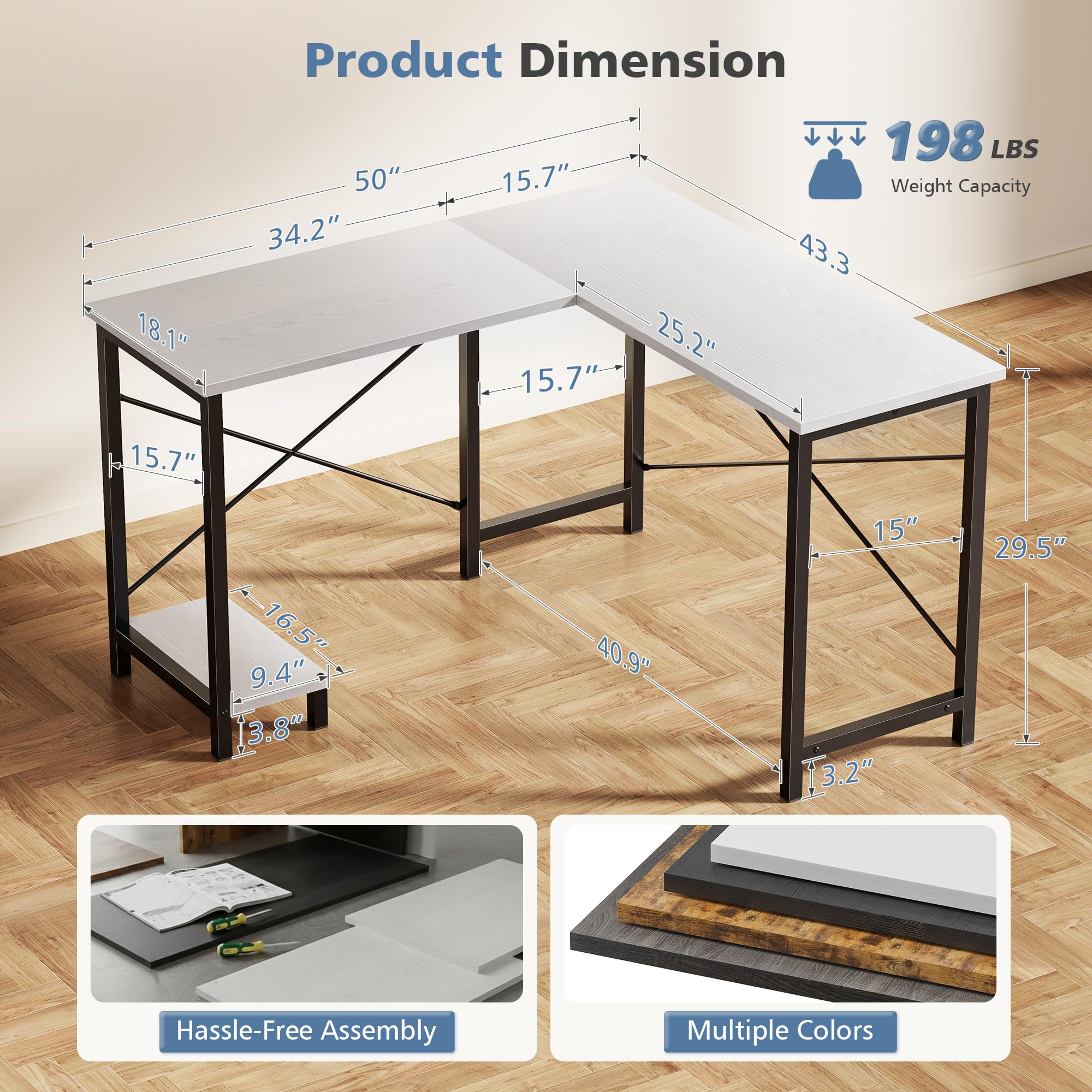 Mesa de Computador em L de 50  - Gaming Desk With Hutch avaliação e preço