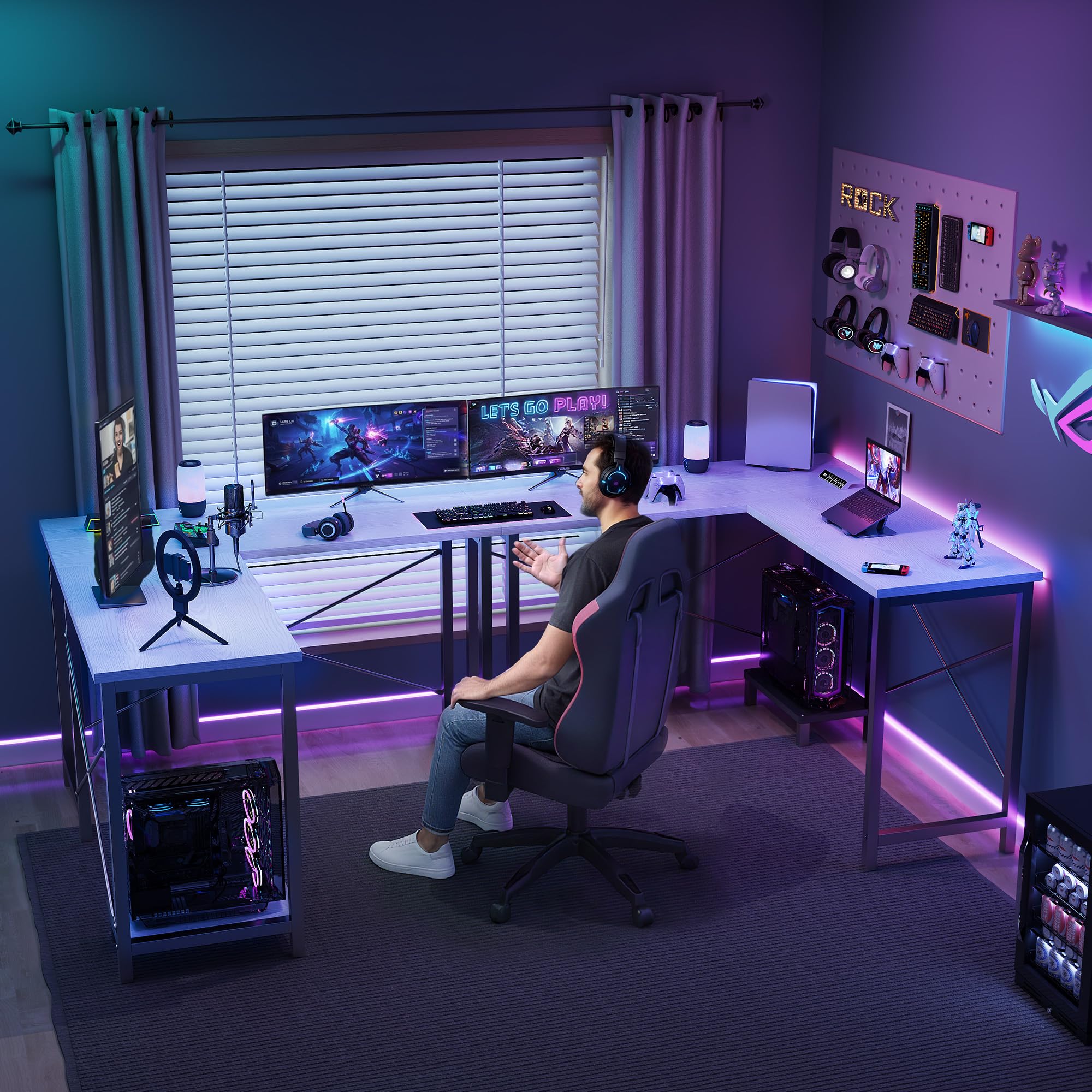 Mesa de Computador em L de 50  - Gaming Desk With Hutch avaliação e preço