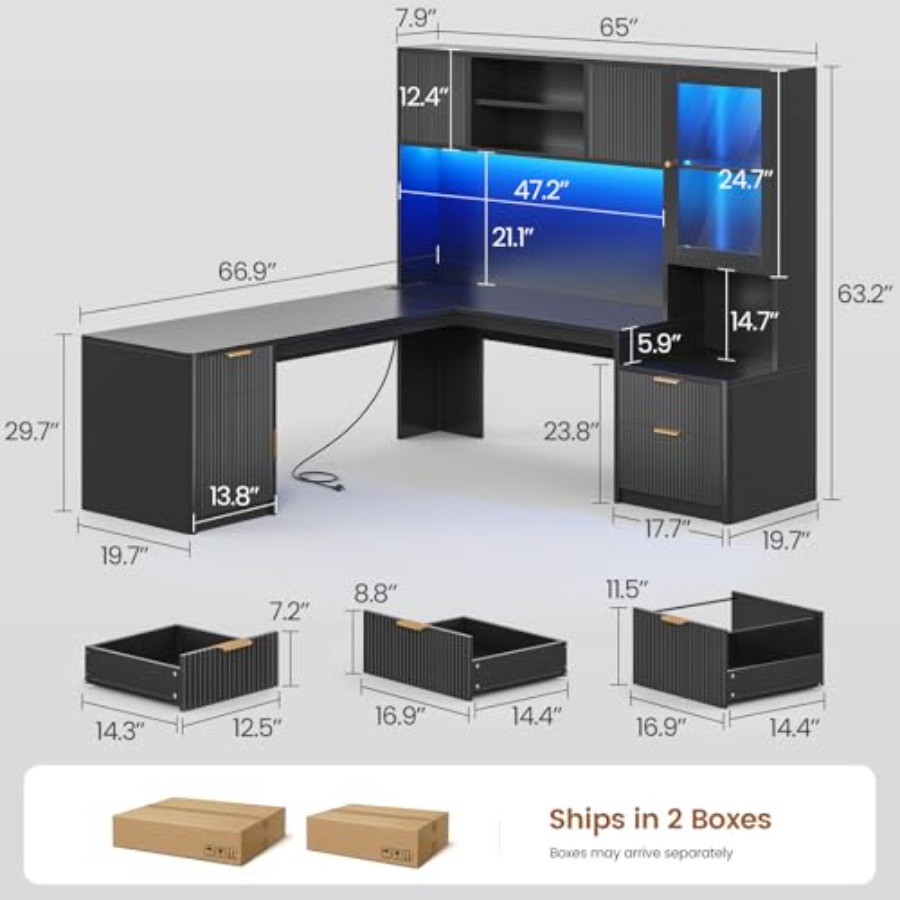 Mesa de computador de canto co - Gaming Desk With Hutch avaliação e preço