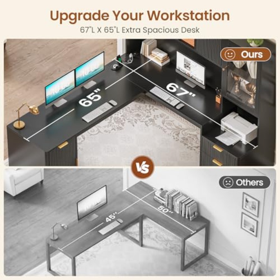 Mesa de computador de canto co - Gaming Desk With Hutch avaliação e preço
