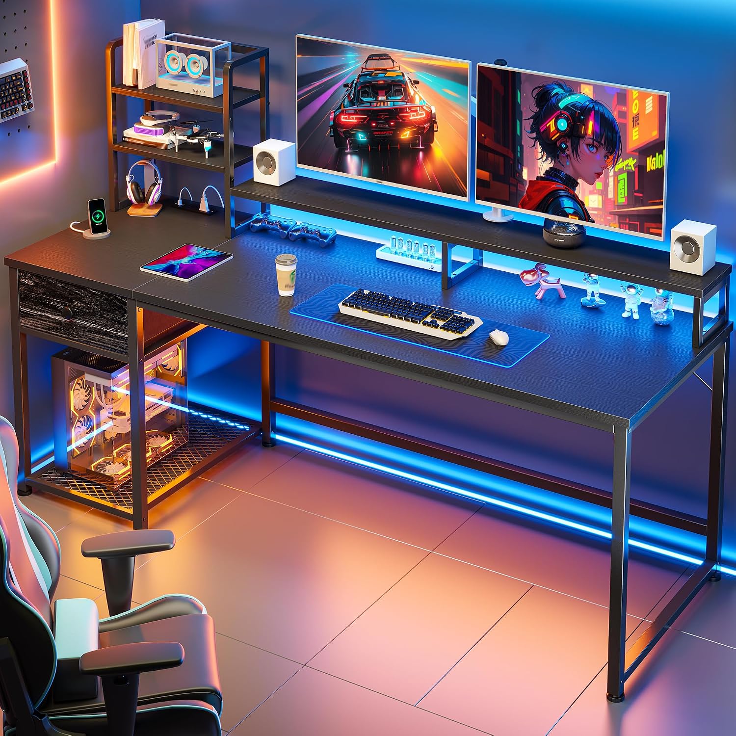 Mesa Gamer com Armário Superio - Gaming Desk With Hutch avaliação e preço