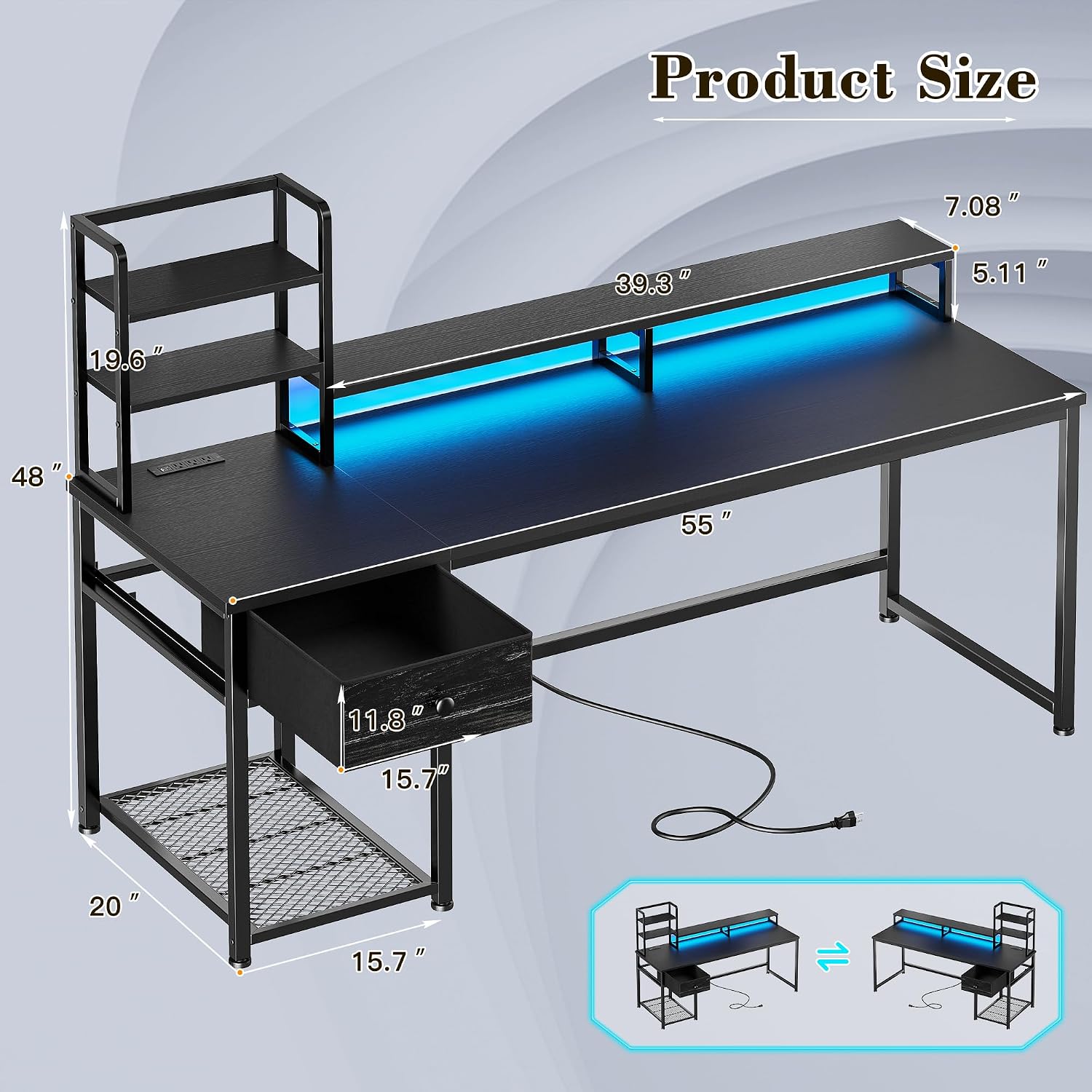 Mesa Gamer com Armário Superio - Gaming Desk With Hutch avaliação e preço