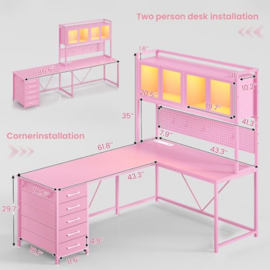 Mesa de Canto para Jogos em L  - Gaming Desk With Hutch avaliação e preço