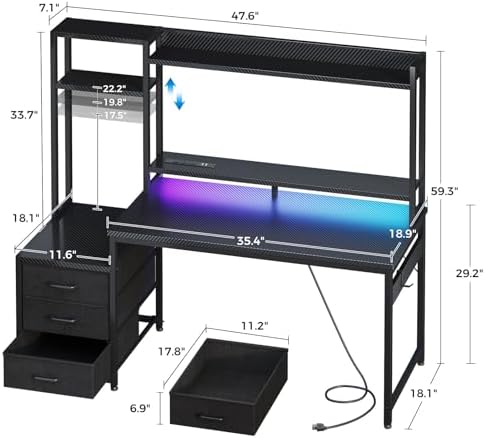 Mesa de Jogos de 48 Polegadas  - Gaming Desk With Hutch avaliação e preço